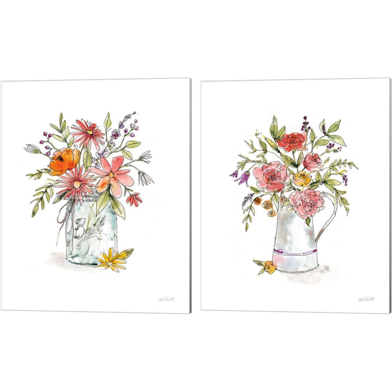 Americana Mood Summer by Anne Tavoletti, 2 Piece Canvas Art Set 16x20